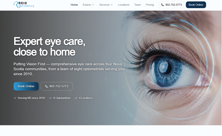 Reid Optometry website preview